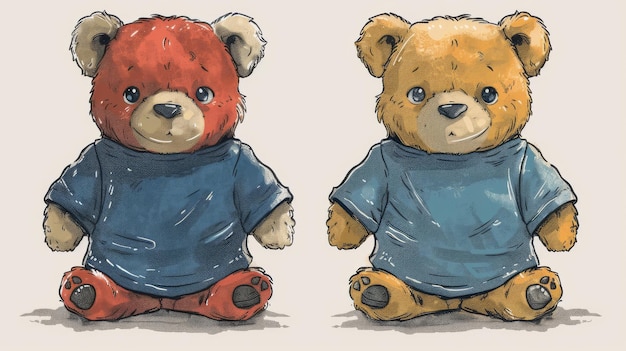 Illustration of a cute bear doll wearing an oversize tshirt