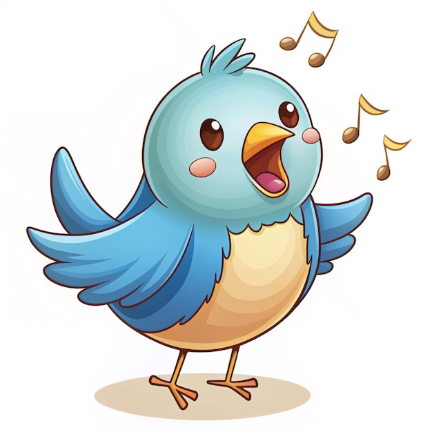 Photo illustration of cute bird singing