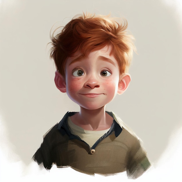 Illustration cute boy for avatar graphic on white background Created with Generative AI technology