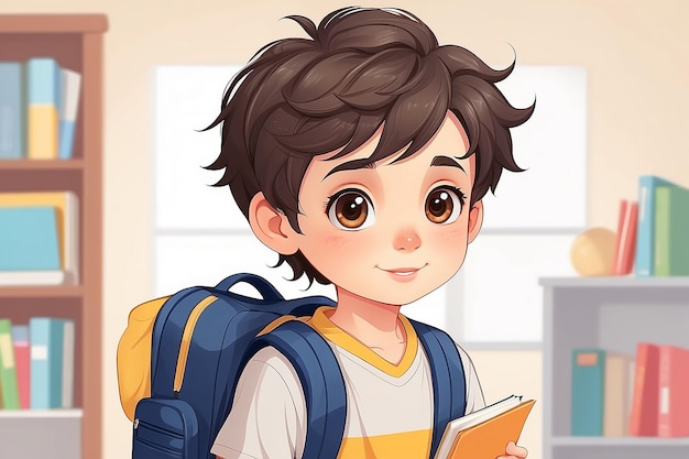 Illustration of Cute boy go to school