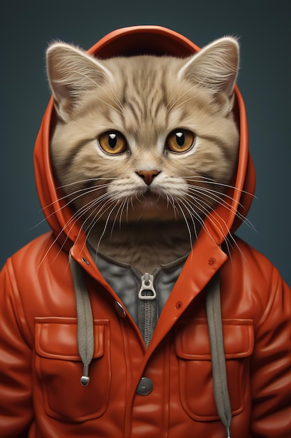 Illustration Cute cat in winter clothes