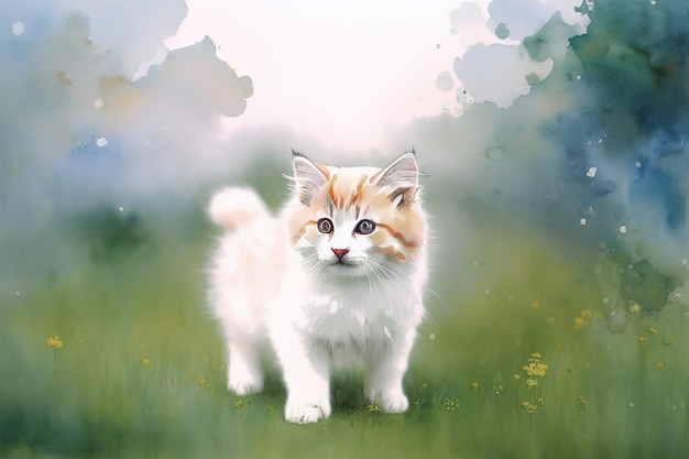 Illustration of a cute fluffy cat Generative AI