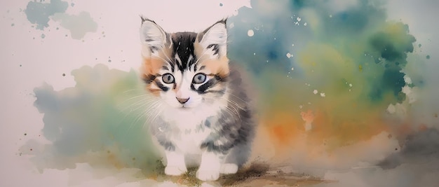 Illustration of a cute fluffy cat Generative AI