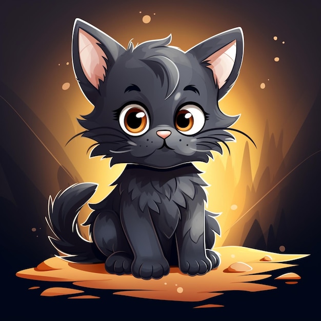 illustration of a cute fluffy kitten sitting