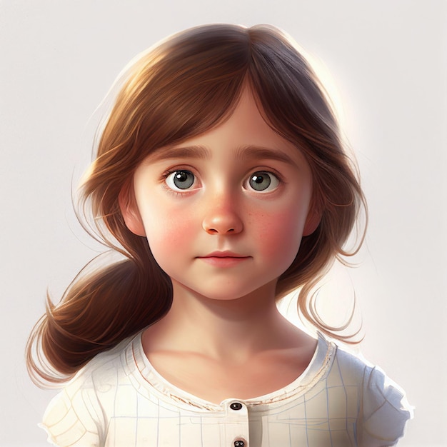 Illustration cute girl for avatar graphic on white background Created with Generative AI technology