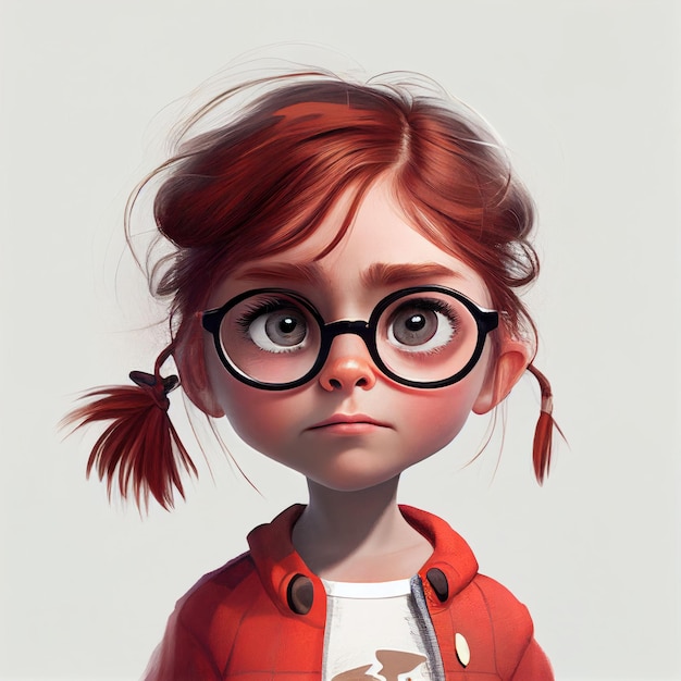 Illustration cute girl for avatar graphic on white background Created with Generative AI technology