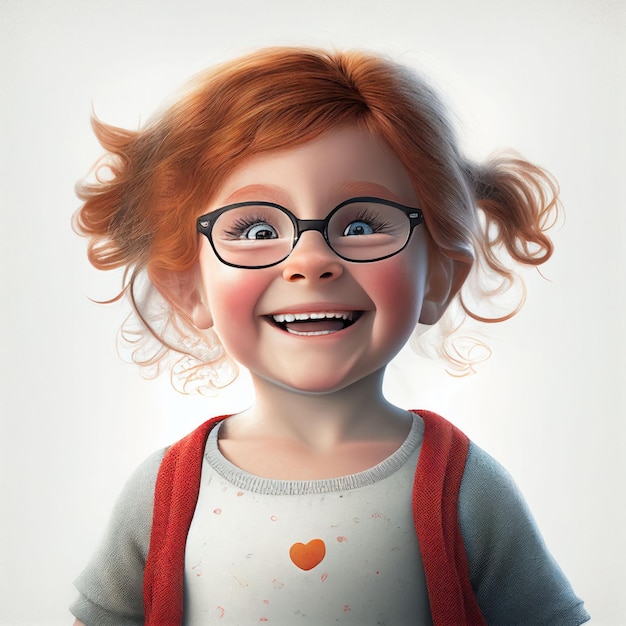 Illustration cute girl for avatar graphic on white background Created with Generative AI technology