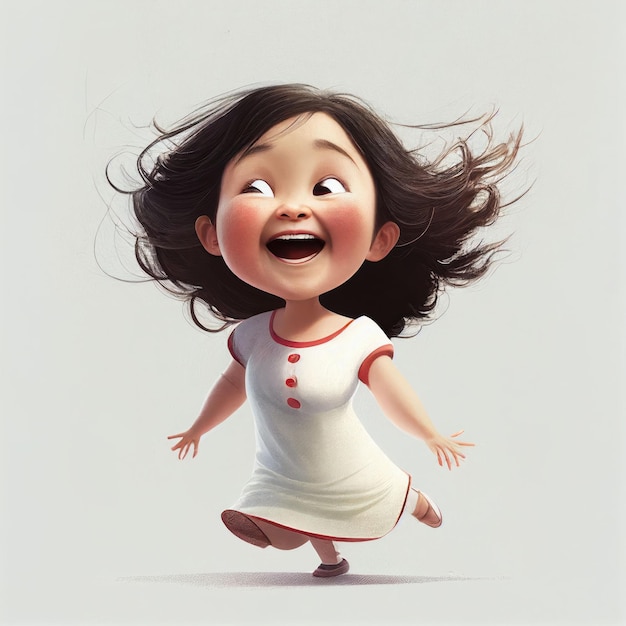 Illustration cute girl for avatar graphic on white background Created with Generative AI technology