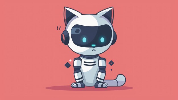 Photo illustration of cute robot cat character mascot