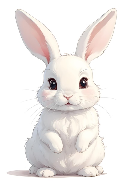 Illustration of a cute white rabbit