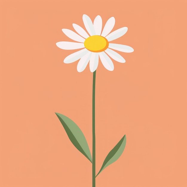 Photo illustration of a daisy flower in a simple minimalist style on an orange background generative ai