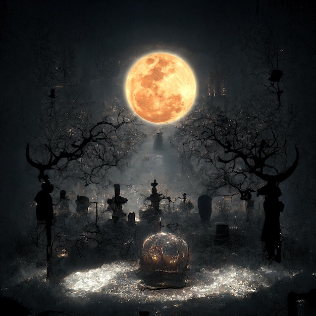 Illustration of dark night halloween background