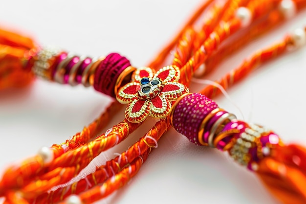 Photo illustration of decorated rakhi for indian festival raksha bandhan background