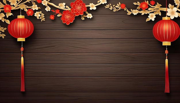 illustration decorative chinese background with wood texture with blank copy space generative ai