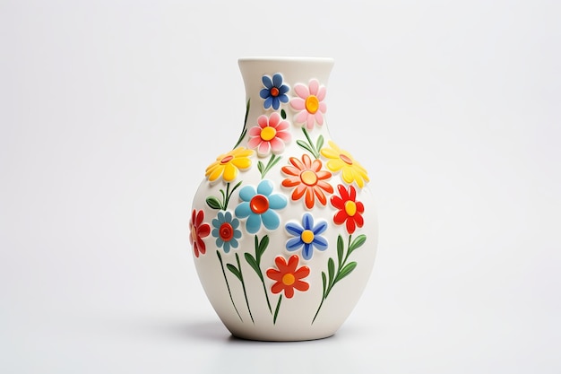 illustration of A delicate handmade ceramic vase with brightly pai Generative ai