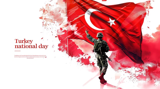 Photo illustration for democracy and national unity day in turkey with large turkish flag in grungy styleillustration