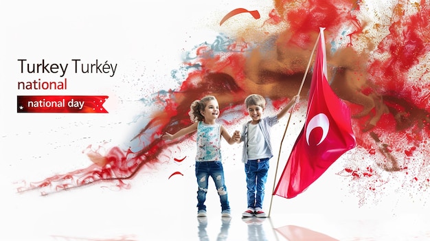 Photo illustration for democracy and national unity day in turkey with large turkish flag in grungy styleillustration