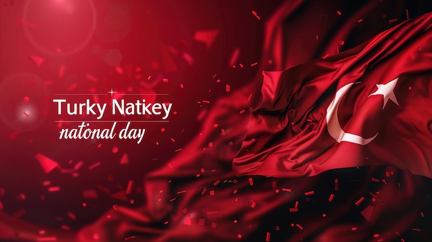 Photo illustration for democracy and national unity day in turkey with large turkish flag in grungy styleillustration