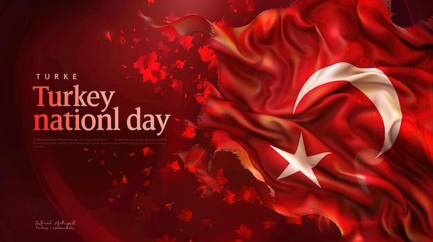 Photo illustration for democracy and national unity day in turkey with large turkish flag in grungy styleillustration