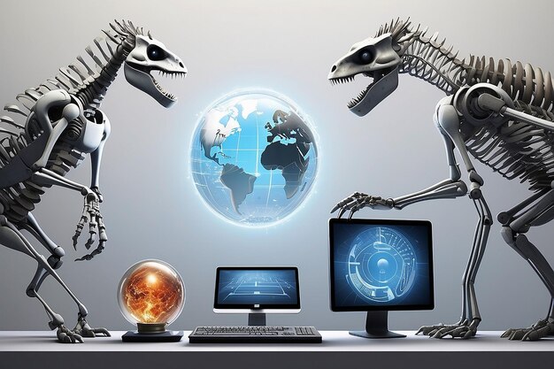 Illustration depicting the evolution of technology in a symbolic way