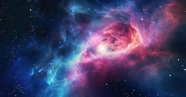 Illustration depicting space with beautiful stars in shades of blue and pink Generative AI