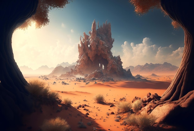 an illustration desert landscape image generated by AI