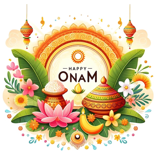 Photo illustration design happy onam celebration