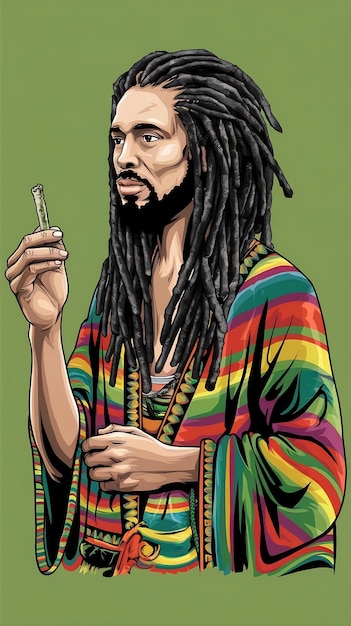 Photo illustration design of rastafarian man design