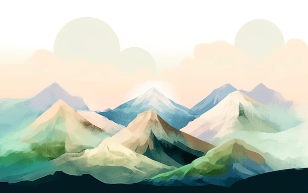 Illustration design of wild mountains landscape Design for banner flyer or card