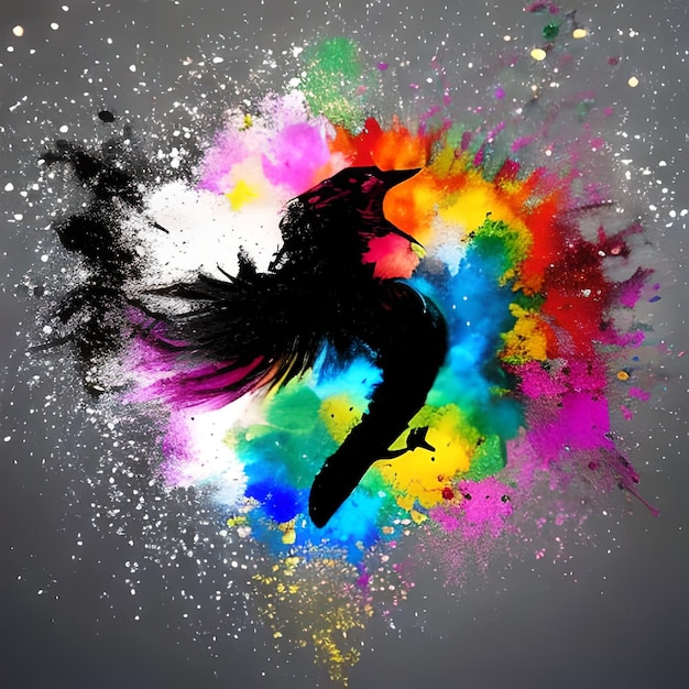 Illustration of designer smoke and colored white background multicolored ink explosion