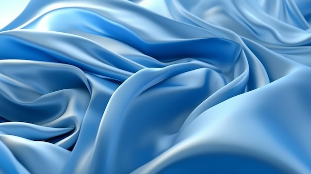 Illustration of a detailed closeup of a luxurious blue silk fabric