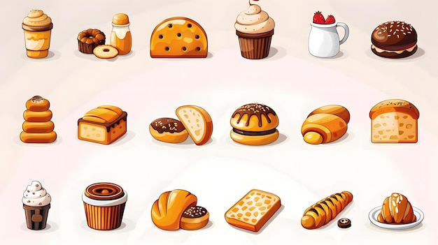 Photo illustration of different types of pastries on a white background