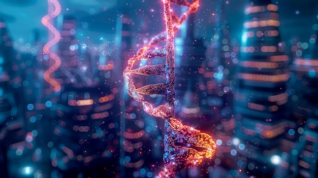 Photo illustration of the dna double helix by modern scientists