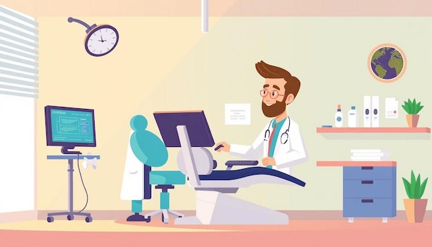 illustration doctor dental care