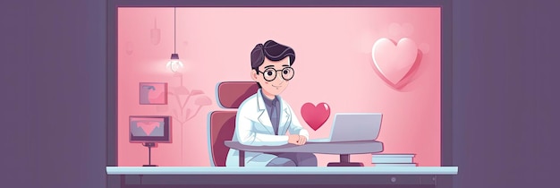 Illustration of doctor doing telemedicine Generative ai