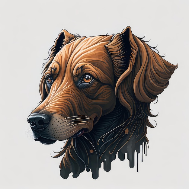 Illustration of a dog head on a gray background