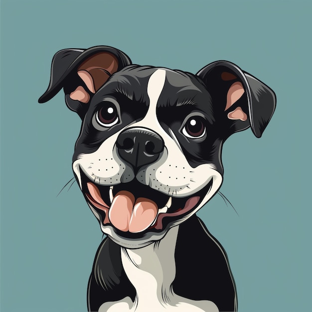 Illustration dog smiling artoon style Bulldog breed Puppy character print for clothing merchandise