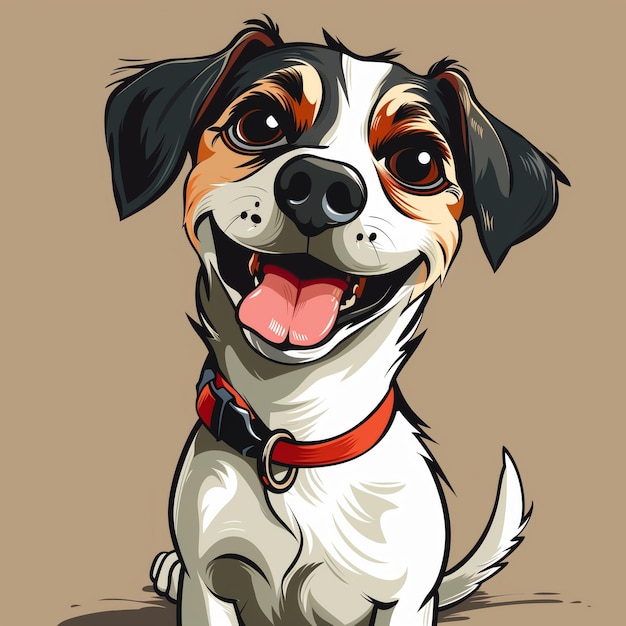 Illustration dog smiling cartoon style Puppy character portrait Print for clothing merchandise