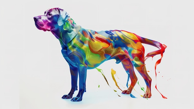 illustration of a dog with a rainbow