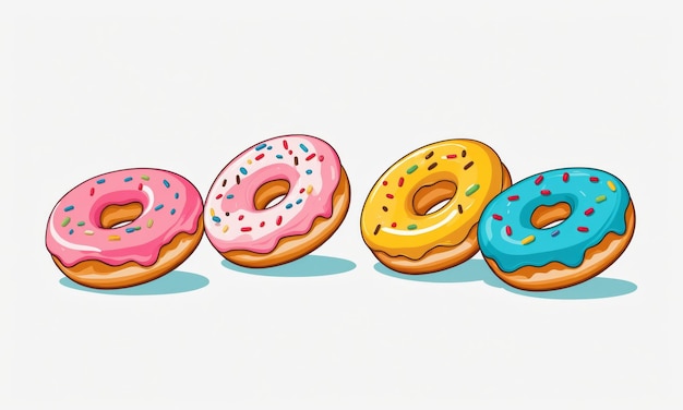 Illustration of donuts with sprinkles isolated on white background