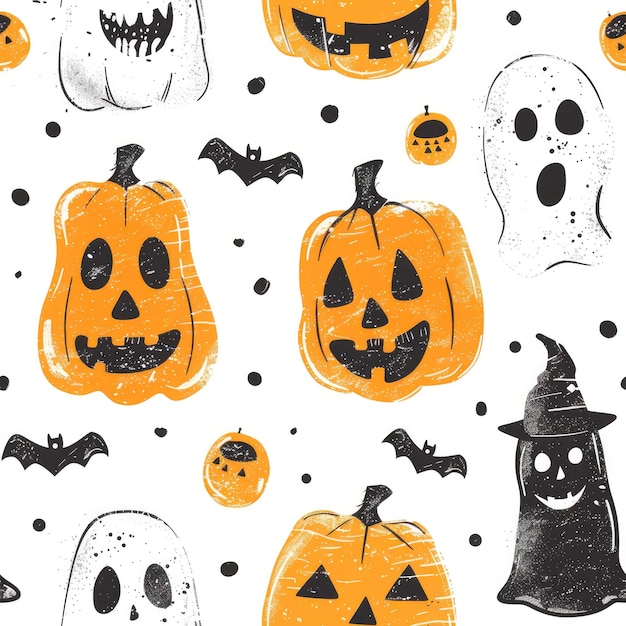 Illustration Doodle Halloween Seamless Pattern