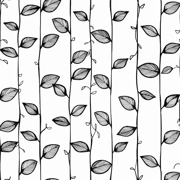 Illustration of doodle seamless pattern with leaves