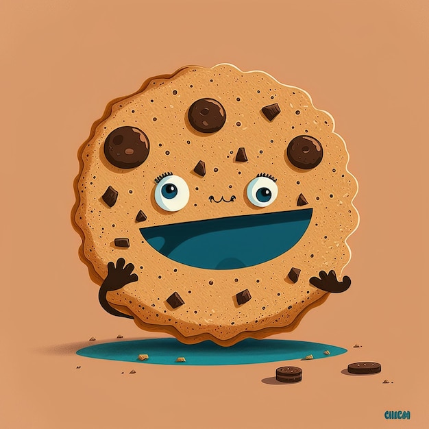 illustration drawing of cute smiling cookie generative ai