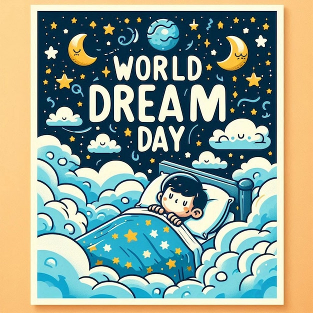 Illustration of Dreamy moon with stars to celebrate world sleep day