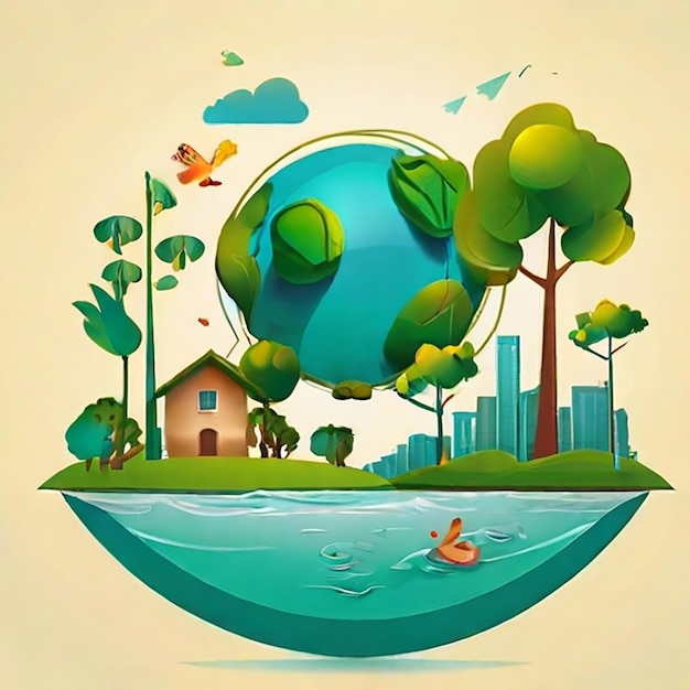 Illustration of ecology concept save nature