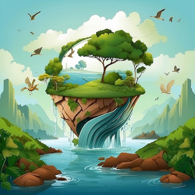 Illustration of ecology concept save nature