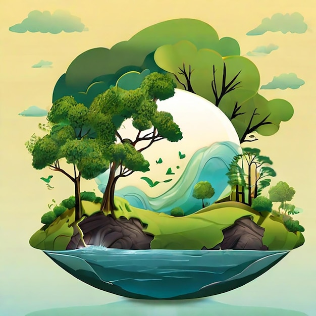 Illustration of ecology concept save nature