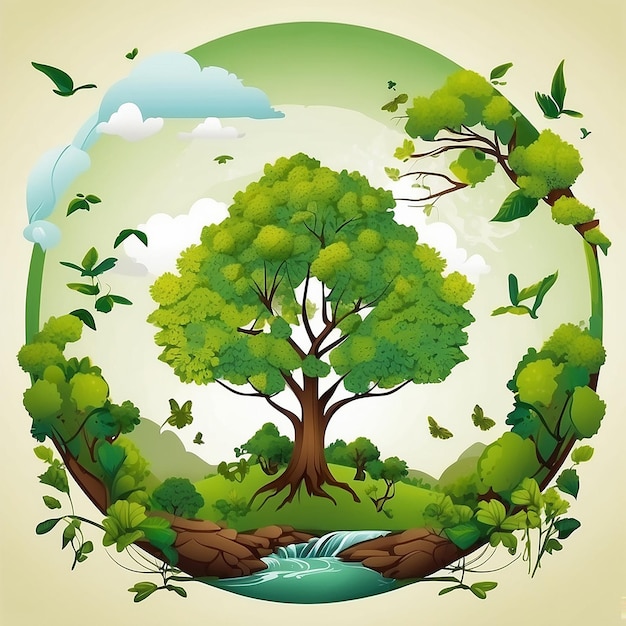 Illustration of ecology concept save nature