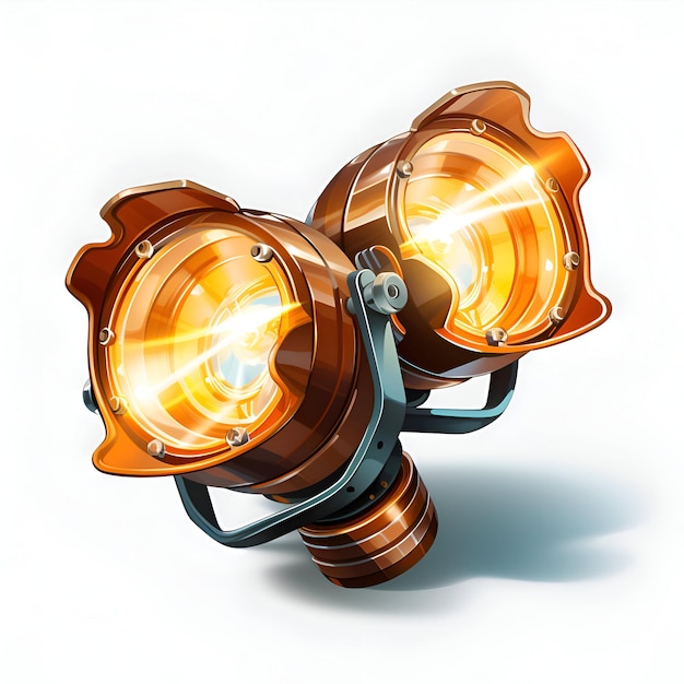 Illustration of an electric headlight isolated on a white background