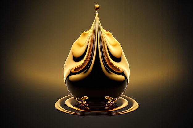 Illustration of an elegant opulent droplet of gold liquid